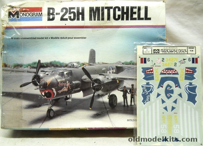 Monogram 1/48 B-25H Mitchell Medium Bomber With Diorama Instructions With Microscale Decals, 5500 plastic model kit